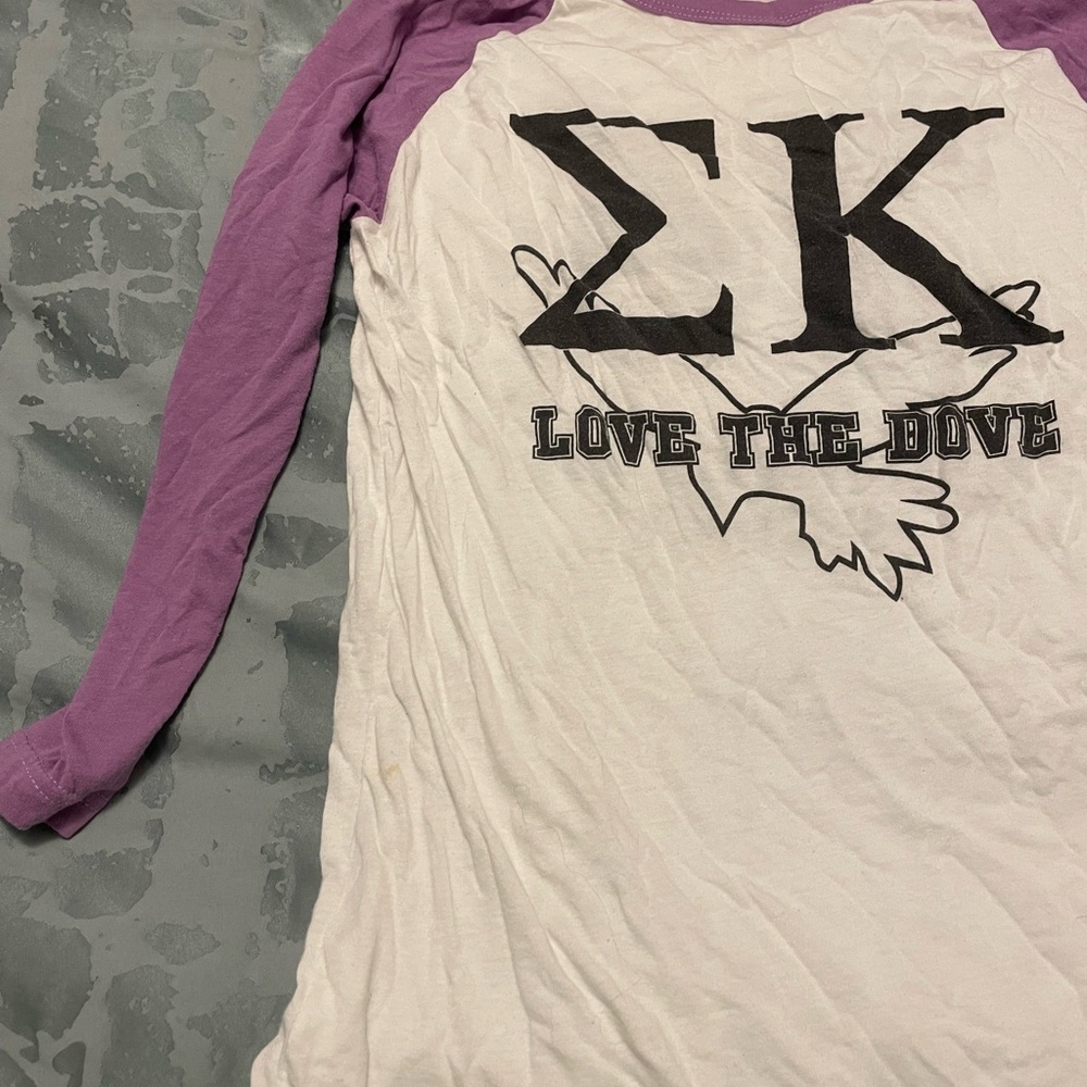 Sigma Kappa American Apparel 3/4 Long Sleeve Tee Lavender and White Baseball T